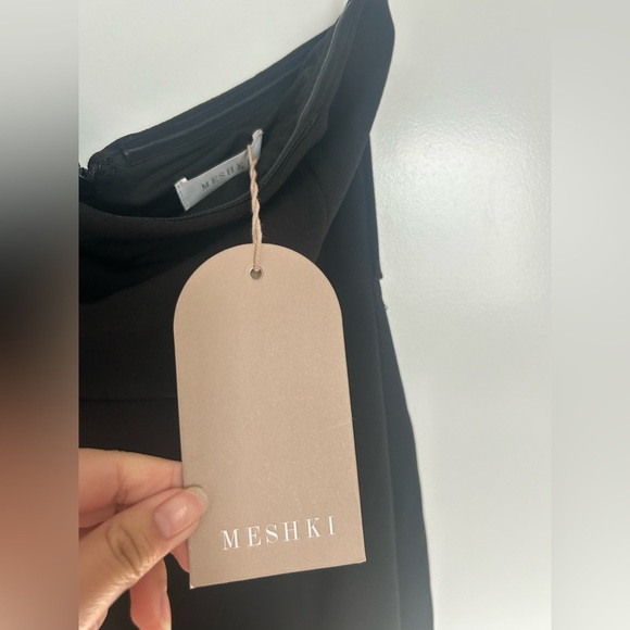 Meshki Rachel Crepe Bandeau Thigh Split Mini Dress - Black size medium NWT - Picture 9 of 11